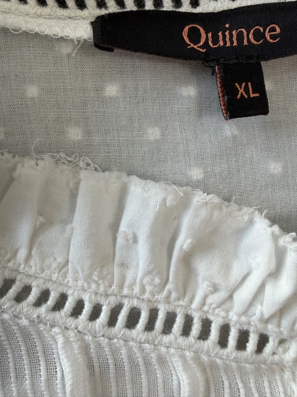 Quince Textured Cotton Peasant Blouse size XL - Picture 4 of 7